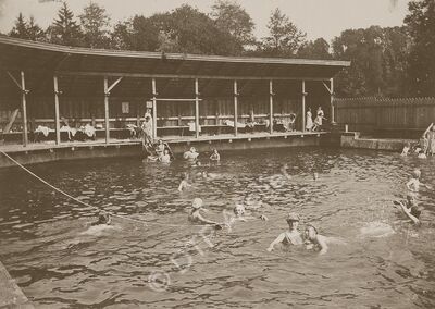 Frauentag in der öffentlichen Badeanstalt an der Florastrasse 24 in Uster, 1893.