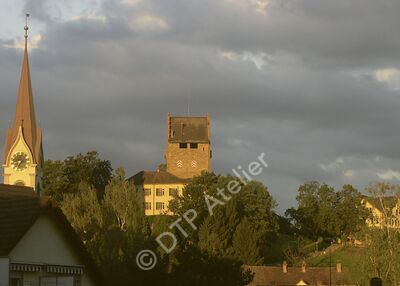 Postkarte  - Uster - Burg und Kirche II aus der Serie «Stadt + Land»
