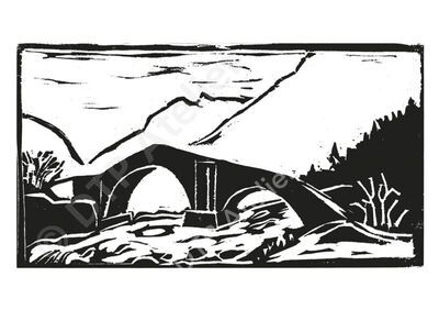 Postkarte «Alte Landbrugg bei Hinterrhein)» aus der Reihe «Berg+Tal»