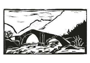 Postkarte «Alte Landbrugg bei Hinterrhein)» aus der Reihe «Berg+Tal»